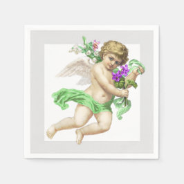 Guardanapo de papel anjo querubim cinza verde