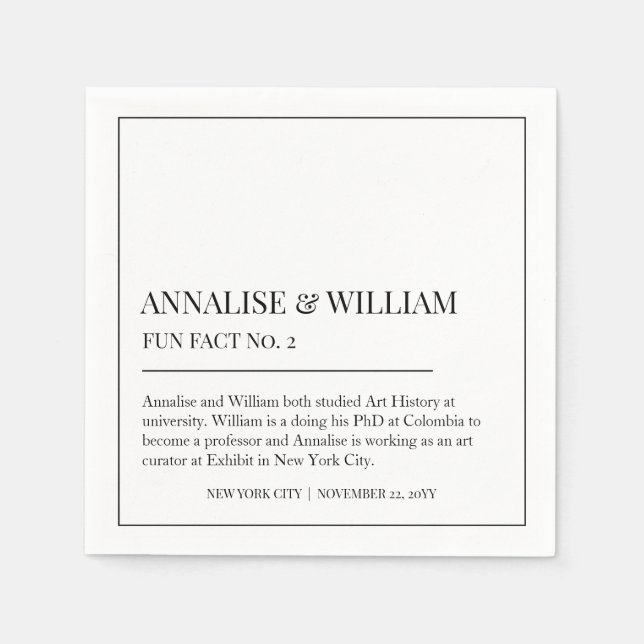 Guardanapo De Papel Annalise Simple Black White Fact 2 Casamento (Frente)