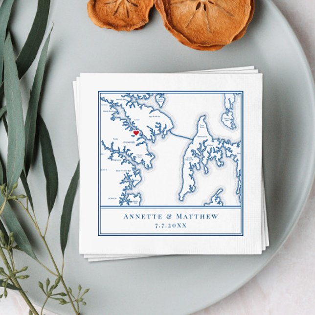 Guardanapo De Papel Annapolis Maryland Mapa Elegante Casamento (Criador carregado)