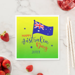 Guardanapo De Papel Ano Adicione, Feliz Dia da Austrália Bandeira Verd