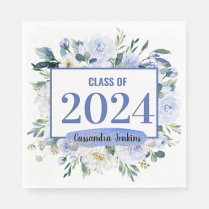 Guardanapo De Papel Ano de Graduação de Rosa Floral Azul
