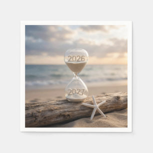 Guardanapo De Papel Ano Novo 2027 Ampulheta de Praia