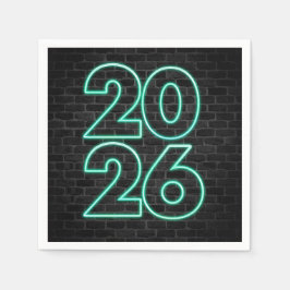 Guardanapo De Papel Ano Novo Do Neon Verde Para 2026
