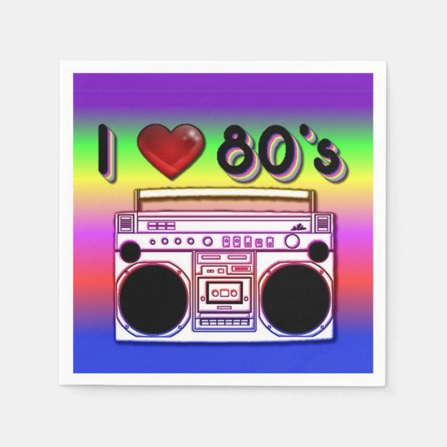 Guardanapo De Papel anos 80 Boombox Party Napkins (Frente)