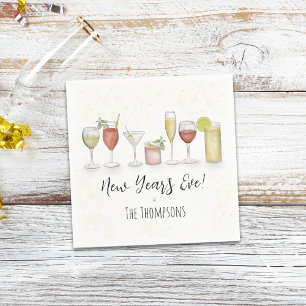Guardanapo De Papel Anos novos Simples Bebidas Cocktail Aquarela