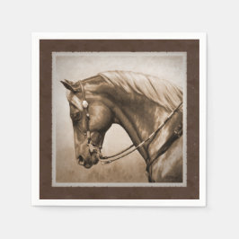 Guardanapo De Papel Antigo Quarto Oeste Horse Sepia Brown