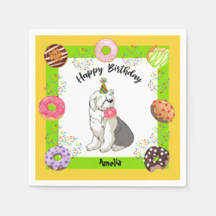 Guardanapo De Papel Antigos Rosquinhas de Sheepdog Ingleses Aniversár