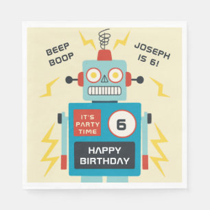 Guardanapo De Papel Antiguamente Brinquedo Robot Birthday
