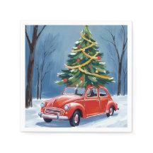 Antique Red Car Christmas Tree Holiday