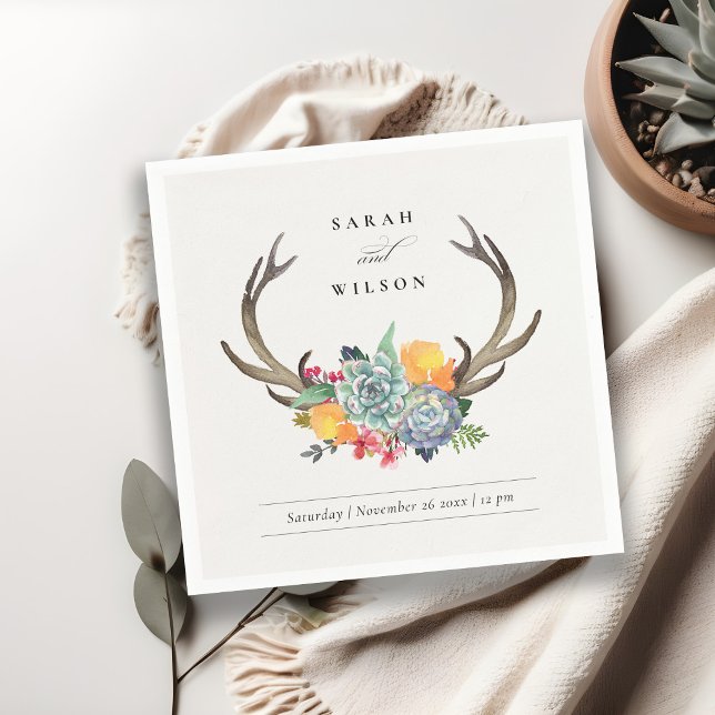 GUARDANAPO DE PAPEL ANTLER BOHEMIAN ALLURE MONOGRAMA FLORAL SUCCULENTE (Criador carregado)