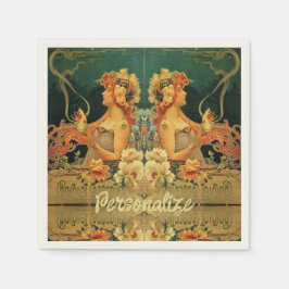 Guardanapo De Papel Anúncio de chocolate quente Art nouveau único