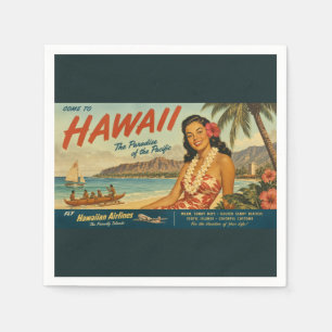 Guardanapo De Papel Anúncio de Viagem Havaiano em Estilo Vintage