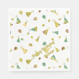 Guardanapo De Papel Any Age Birthday Celebration Silhouette Pattern