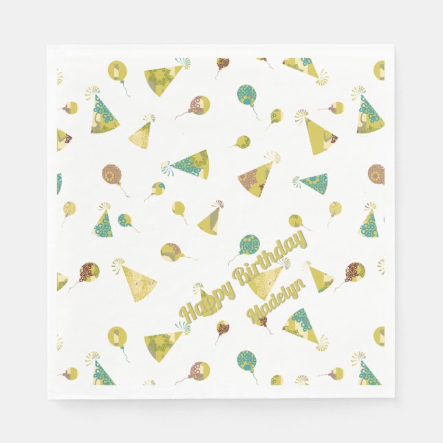 Guardanapo De Papel Any Age Birthday Celebration Silhouette Pattern (Frente)