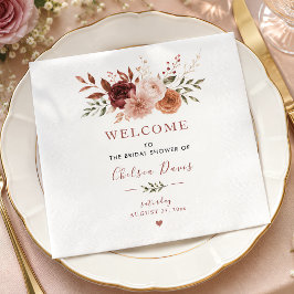 Guardanapo De Papel Apaixonando-se Floral Rústico Borgonha Personaliza