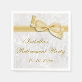 Guardanapo De Papel Aposentação de Arco de Faux Dourado e Damasco