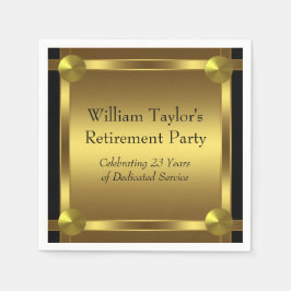 Guardanapo De Papel Aposentação Elegante Preta e Dourada