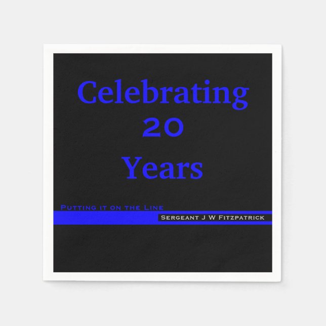 Guardanapo De Papel Aposentação Policial De Linha Azul Fino Com Nome (Frente)