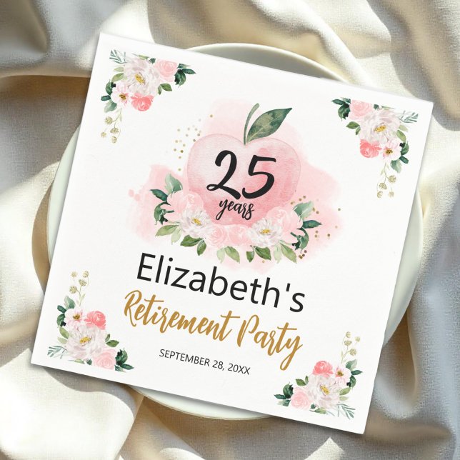 Guardanapo De Papel Apple Floral Teacher Retirement Party (Criador carregado)