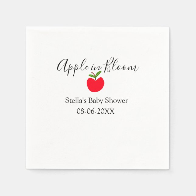 Guardanapo De Papel Apple in bloom baby shower red apple name date  (Frente)