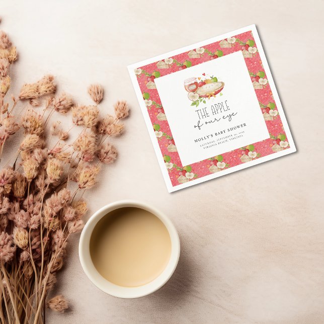 Guardanapo De Papel Apple of Our Eye Chá de fraldas Paper Napkins (Apple of our Eye Baby Shower Cocktail Napkins
)