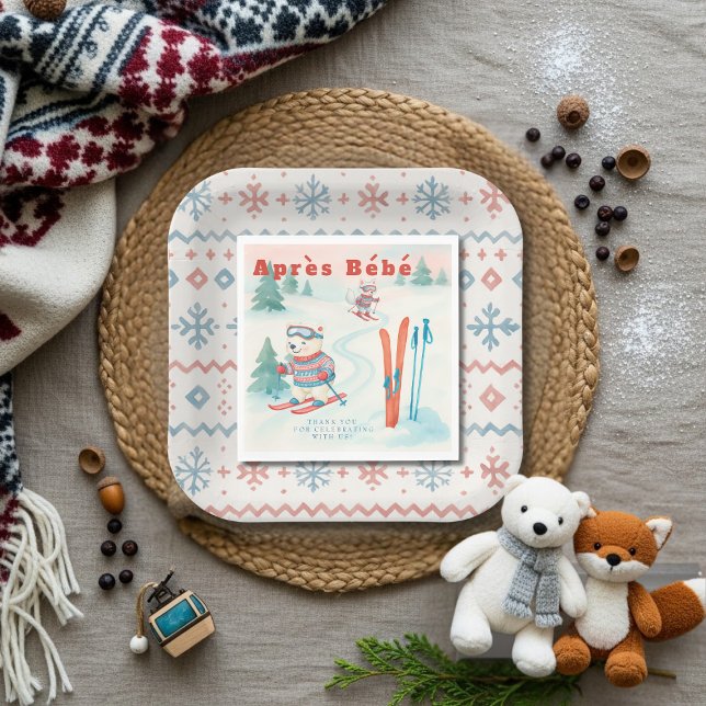 Guardanapo De Papel Après Bébé baby ski Polar bear Fox woodland (Après Bébé baby ski Polar bear Fox woodland Napkins)