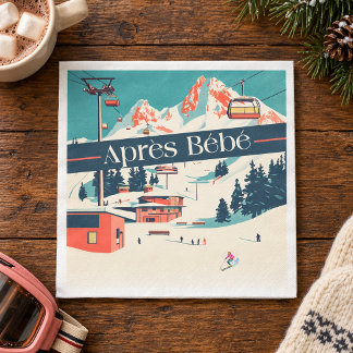 Guardanapo De Papel Après Bébé Retro Ski Festa de Bebê