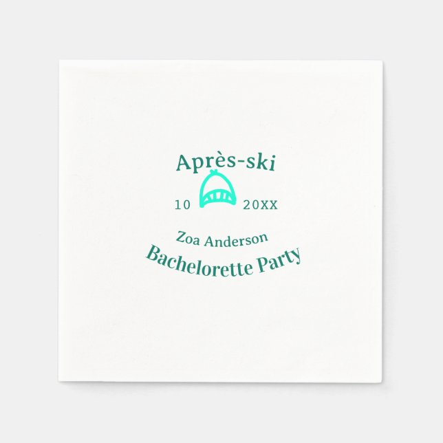 Guardanapo De Papel Après-ski bachelorette party turquoise hat name da (Frente)