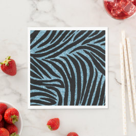 Guardanapo De Papel Aqua Faux Glitter Zebra Print