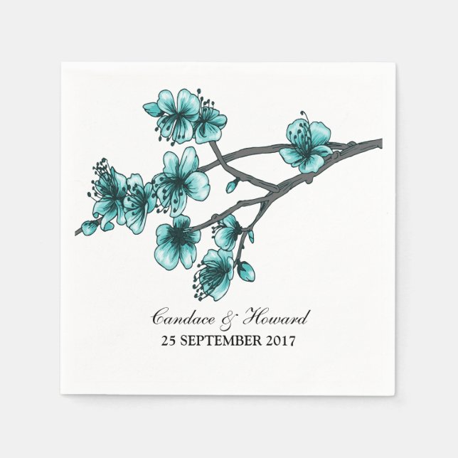 Guardanapo De Papel Aqua Simple Cherry Blossoms Paper Napkins (Frente)