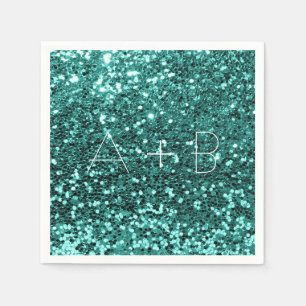 Guardanapo De Papel Aqua Teal Sequin Sequin Sparkly Glitter
