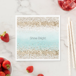Guardanapo De Papel Aqua Watercolor Confetti Glitter Dourado