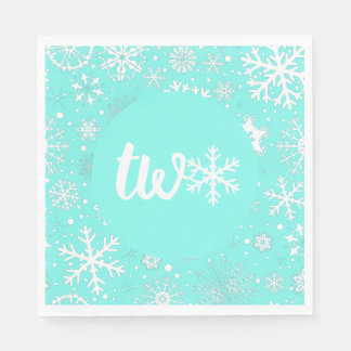 Guardanapo De Papel Aqua Winter Second Birthday Snowflake