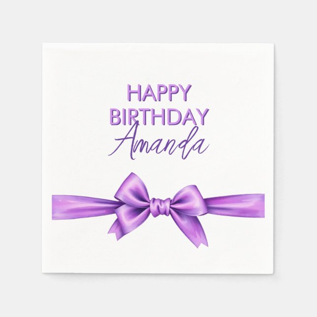 Guardanapo De Papel Aquarela Arco Roxo Coquette Sweet 16 Aniversário (Frente)