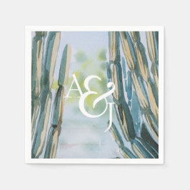 Guardanapo De Papel Aquarela Boêmian Cactus Green Personalizado