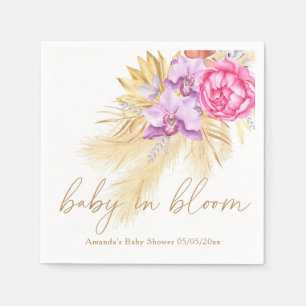 Guardanapo De Papel Aquarela boho capim-dos-pampas - Chás de bebê