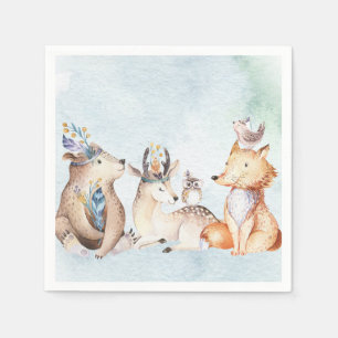 Guardanapo De Papel Aquarela Boho Urso Churrasco Animais Baby Shower