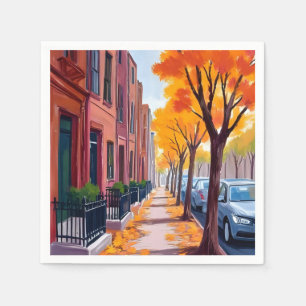 Guardanapo De Papel Aquarela da Folhagem de Outono de Boston