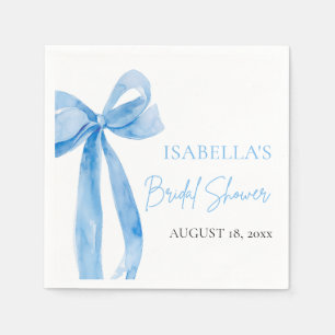 Guardanapo De Papel Aquarela Elegante Pó Azul Laço Chá de Bebê de Noiv