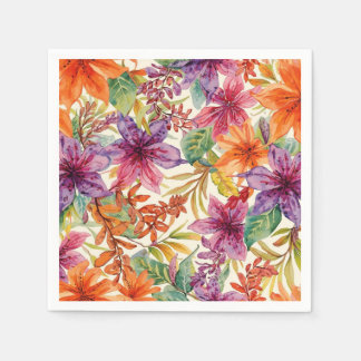 Guardanapo De Papel Aquarela Flores Elegantes de Verão Tons Vibrantes