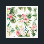 Guardanapo De Papel Aquarela Flores Tropicais Verão<br><div class="desc">Napentes de papel tropicais divertidos e festivos,  com aquarela hibiscus,  plumerias,  orquídeas,  filodendron de folha fracionada,  folhas de palma e folhas de bananeira. Perfeito para luaus e eventos de verão.</div>
