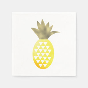 Guardanapo De Papel Aquarela Folha de Ouro Tropical Abacaxi