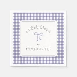 Guardanapo De Papel Aquarela Gingham Chá de fraldas roxo