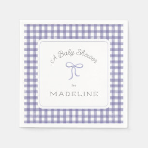 Guardanapo De Papel Aquarela Gingham Chá de fraldas roxo