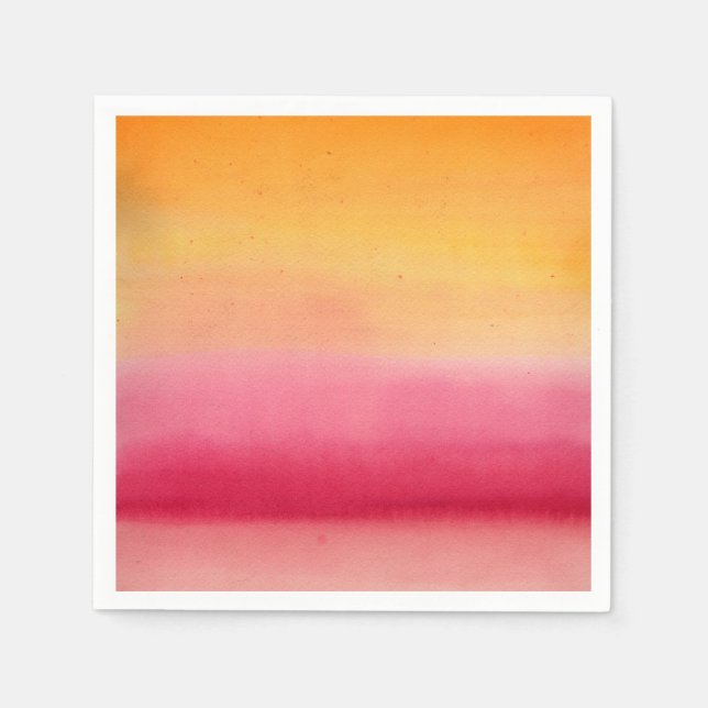Guardanapo De Papel Aquarela Laranja Rosa Bonito (Frente)