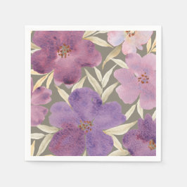 Guardanapo De Papel Aquarela Lilas em Fundo Verde