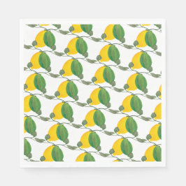 Guardanapo De Papel Aquarela Limões Limas Padrão Pintado à Mão 
