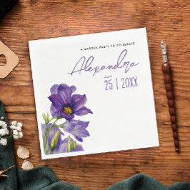 Guardanapo De Papel Aquarela Moderna das Flores Roxas