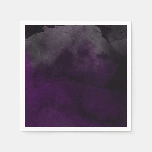 Guardanapo De Papel Aquarela Moderna  Festa de Casamento Roxo Malva Te (Frente)