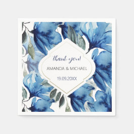 Guardanapo De Papel Aquarela Moderna Floral Azul Índigo